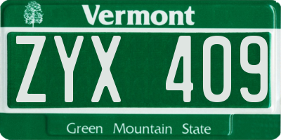 VT license plate ZYX409