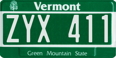 VT license plate ZYX411