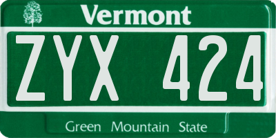 VT license plate ZYX424