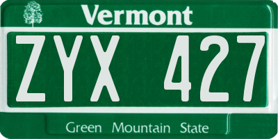 VT license plate ZYX427