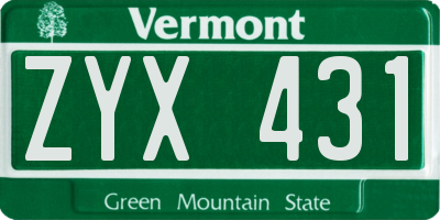 VT license plate ZYX431