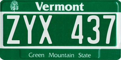 VT license plate ZYX437