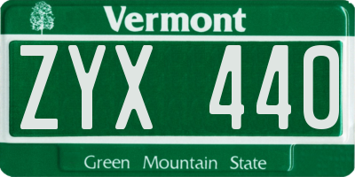 VT license plate ZYX440