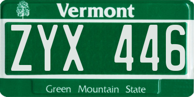 VT license plate ZYX446