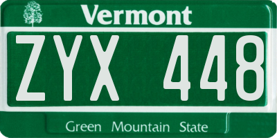 VT license plate ZYX448