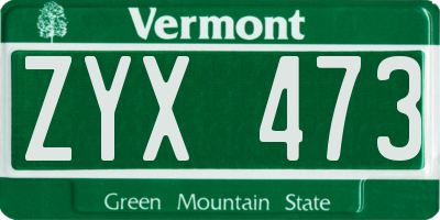 VT license plate ZYX473