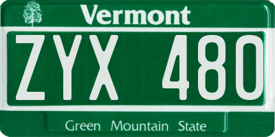 VT license plate ZYX480