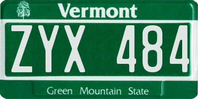 VT license plate ZYX484