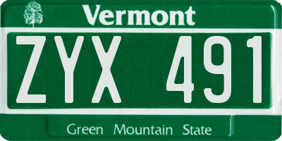 VT license plate ZYX491