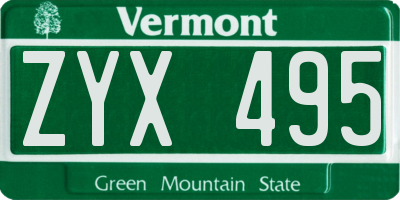 VT license plate ZYX495