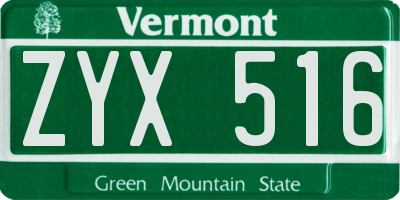 VT license plate ZYX516