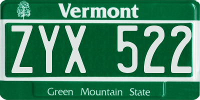 VT license plate ZYX522