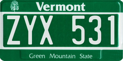 VT license plate ZYX531