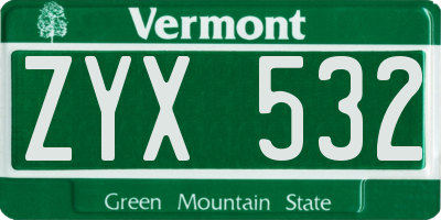 VT license plate ZYX532