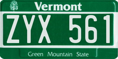VT license plate ZYX561