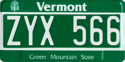 VT license plate ZYX566
