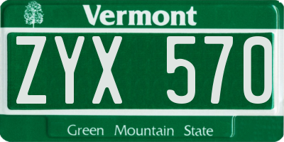 VT license plate ZYX570