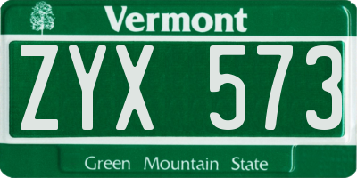 VT license plate ZYX573