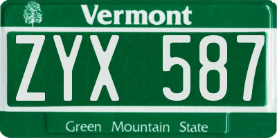 VT license plate ZYX587
