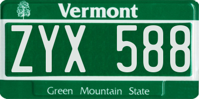 VT license plate ZYX588
