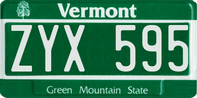 VT license plate ZYX595