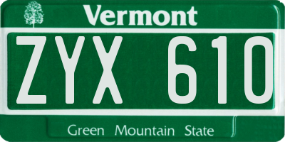 VT license plate ZYX610