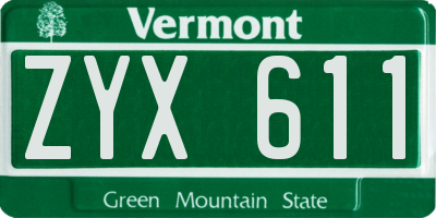 VT license plate ZYX611