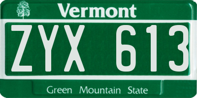 VT license plate ZYX613