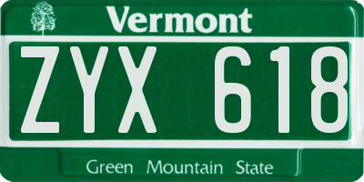VT license plate ZYX618