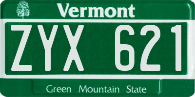VT license plate ZYX621