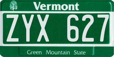 VT license plate ZYX627