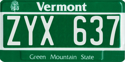 VT license plate ZYX637