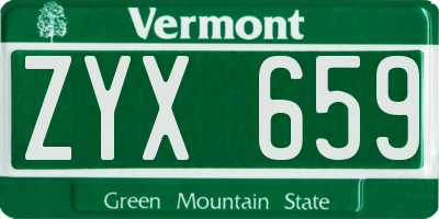 VT license plate ZYX659