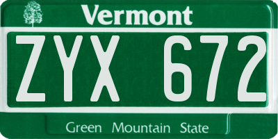 VT license plate ZYX672