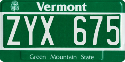 VT license plate ZYX675