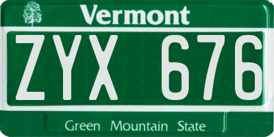 VT license plate ZYX676