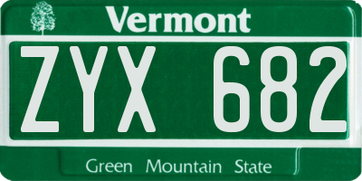 VT license plate ZYX682