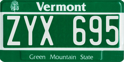 VT license plate ZYX695