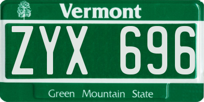 VT license plate ZYX696