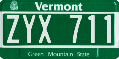 VT license plate ZYX711