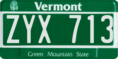VT license plate ZYX713