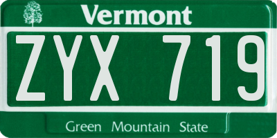 VT license plate ZYX719