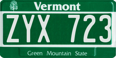 VT license plate ZYX723
