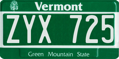 VT license plate ZYX725