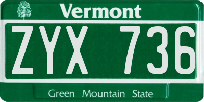 VT license plate ZYX736