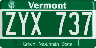 VT license plate ZYX737