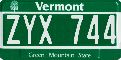 VT license plate ZYX744