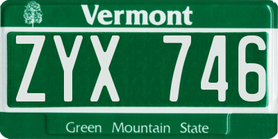 VT license plate ZYX746