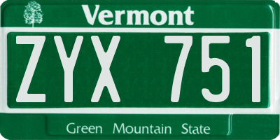 VT license plate ZYX751