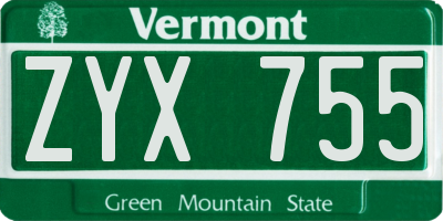 VT license plate ZYX755
